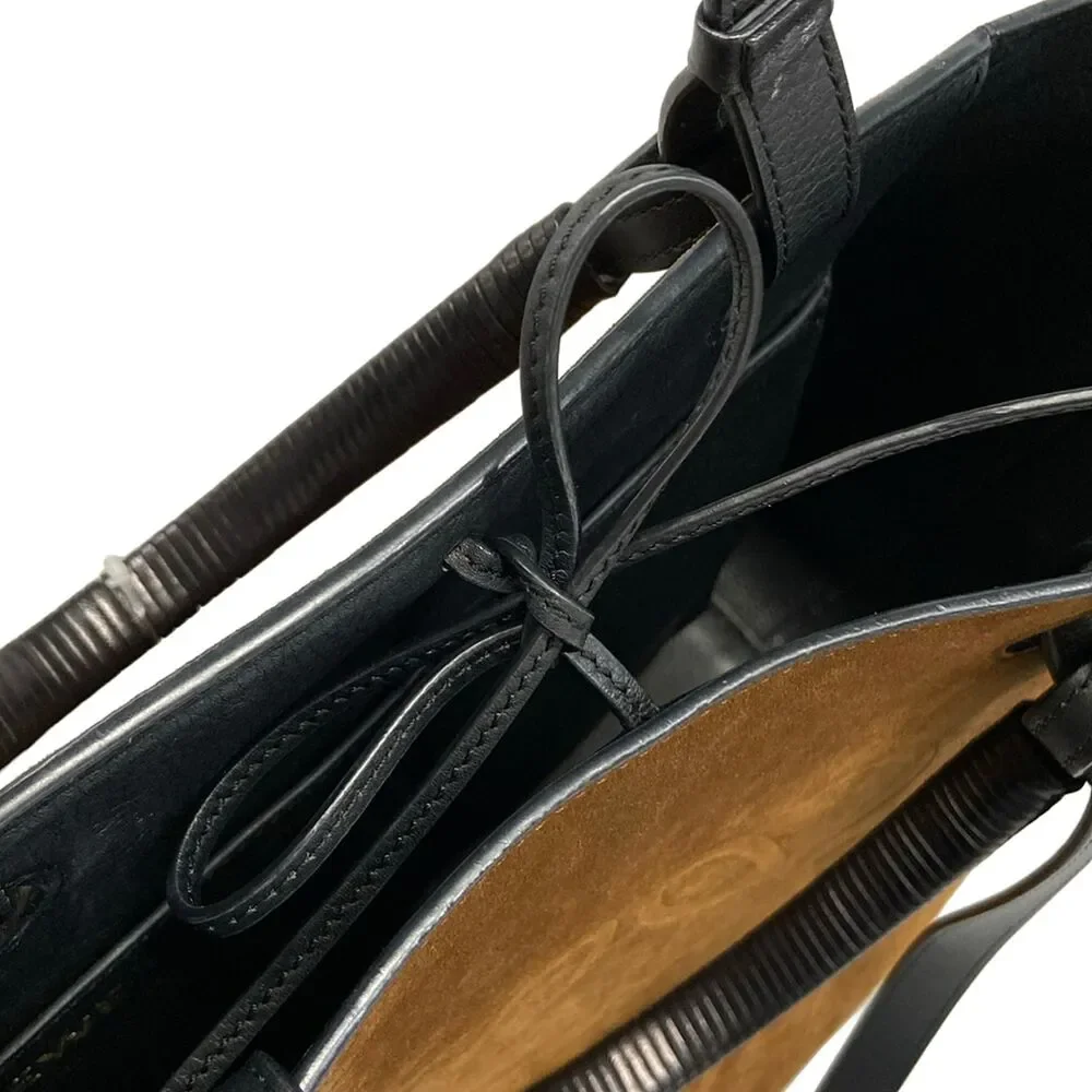 Loewe Anagram Tote Bag Tote Bag Brown Black Suede Leather